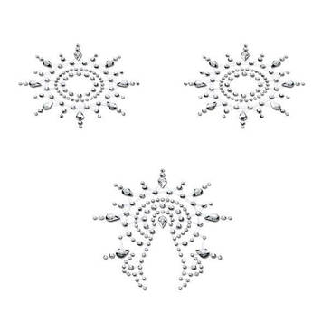 Пестіс з кристалів Petits Joujoux Gloria set of 3 - Silver, прикраса на груди та вульву Bomba💣