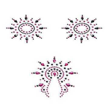 Пестіс з кристалів Petits Joujoux Gloria set of 3 - Black/Pink, прикраса на груди та вульву Bomba💣