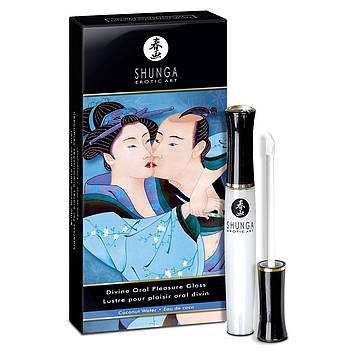 Стимулювальний блиск для губ Shunga LIPGLOSS – Coconut Water (10 мл), ефект поколювання, холод-тепло Bomba💣