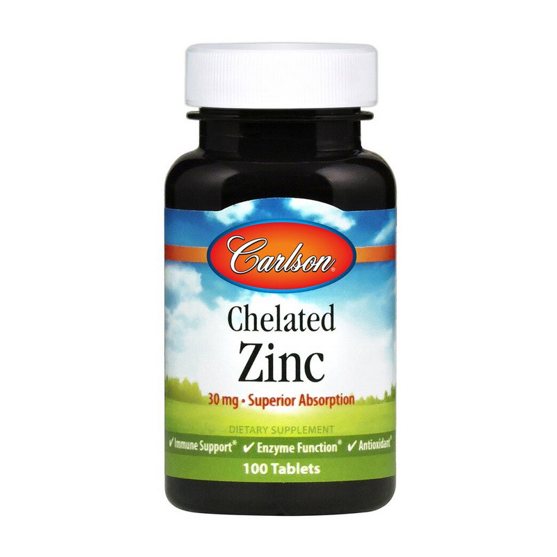 Цинк Carlson Labs Chelated Zinc 30 mg 100 таблеток - фото 1 - id-p1412396847