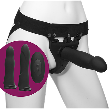 Набір для страпона з вібрацією Doc Johnson Body Extensions - BE Naughty - Black Bomba💣