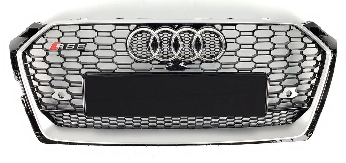 Решітка радіатора Audi A5 F5 (16-19) стиль RS5 (чорна + рамка срібло)