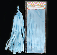 Гирлянда бумажная голубая светлая тассел из кисточек тишью 5 шт длина кисточки 35 см
