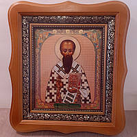 Ікона Василій Великий святий, лик 15х18 см, у світлому дерев'яному кіоті