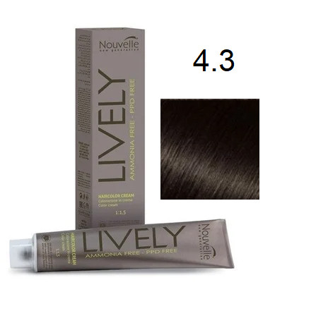 Крем-фарба для волосся безаміачна Nouvelle Живий Hair Color 4.3 Золотистий каштан 100 мл