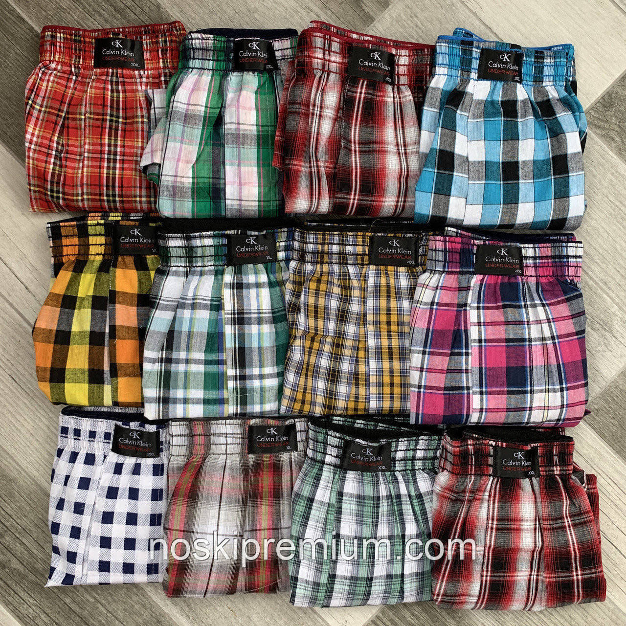 Чоловічі труси сімейні бавовна поплін клітина Calvin Klein, розміри XL-4XL, асорті, фото 1