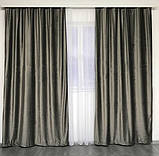 Штори з оксамиту Штори 150х270 Штори оксамитові на тасьмі Штори з підхопленнями Колір Сірий, фото 2