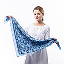 Тонка кашемірова хустка  75х75см Блакитна, фото 3