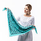 Тонка кашемірова хустка 75х75см Бірюзова, фото 3