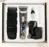 Акумуляторна машинка для стрижки волосся Gemei Gm 6005 Чорно-Бежева, фото 2