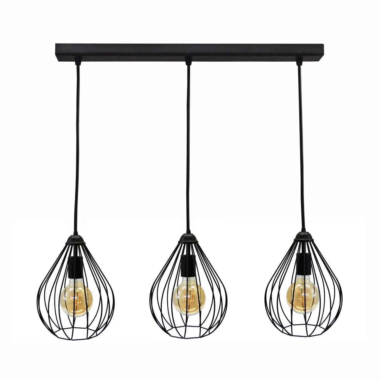 Світильник підвісний MSK Electric у стилі лофт NL 2229-3 3*E27 чорний крапля