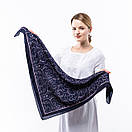 Тонка кашемірова хустка  75х75см Синьо-рожева, фото 3