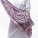 Тонка кашемірова хустка  75х75см Бузково-рожева, фото 4