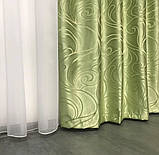 Готові жакардові штори Штори з жакарду Жакардові штори на тасьмі Штори 150х270 Колір Зелений, фото 4