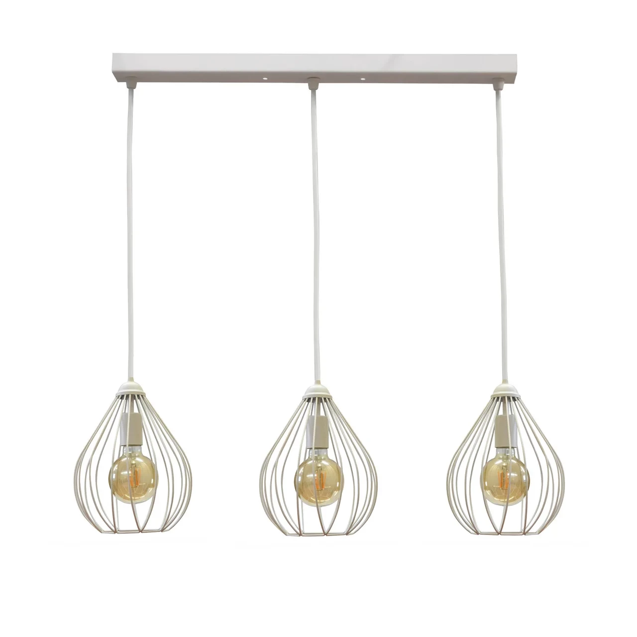 Світильник підвісний MSK Electric NL 2229-3 у стилі лофт на три лампи білий Крапля 3*E27