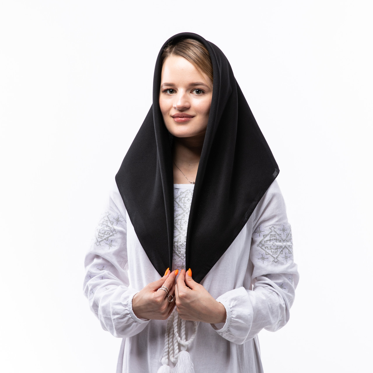 Тонка кашемірова хустка однотонна 75х75см