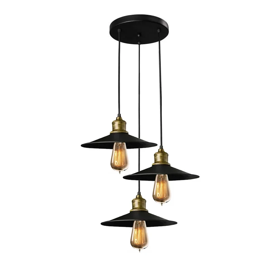 Світильник підвісний MSK Electric NL 117-260-3R у стилі лофт на три лампи чорний.