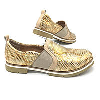 Кожаные женские туфли золотистого цвета. 37 (24 см)
