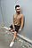 Спортивний костюм чоловічий Худі + Шорти BW -731164 бежевий | Комплект літній весняний осінній ЛЮКС якості, фото 3