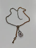 Золотистая Серебристая подвеска цепочка на шею основа цепная с кулоном Замок Ключ средняя длина