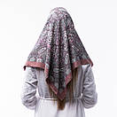 Кашемірова хустка з принтом 90х90см Блідо-сливова, фото 2