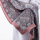 Кашемірова хустка з принтом 90х90см Блідо-сливова, фото 3