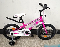 Детский двухколесный велосипед Corso R-16416 колеса 16 дюймов / стальная рама / ручной тормоз / розовый