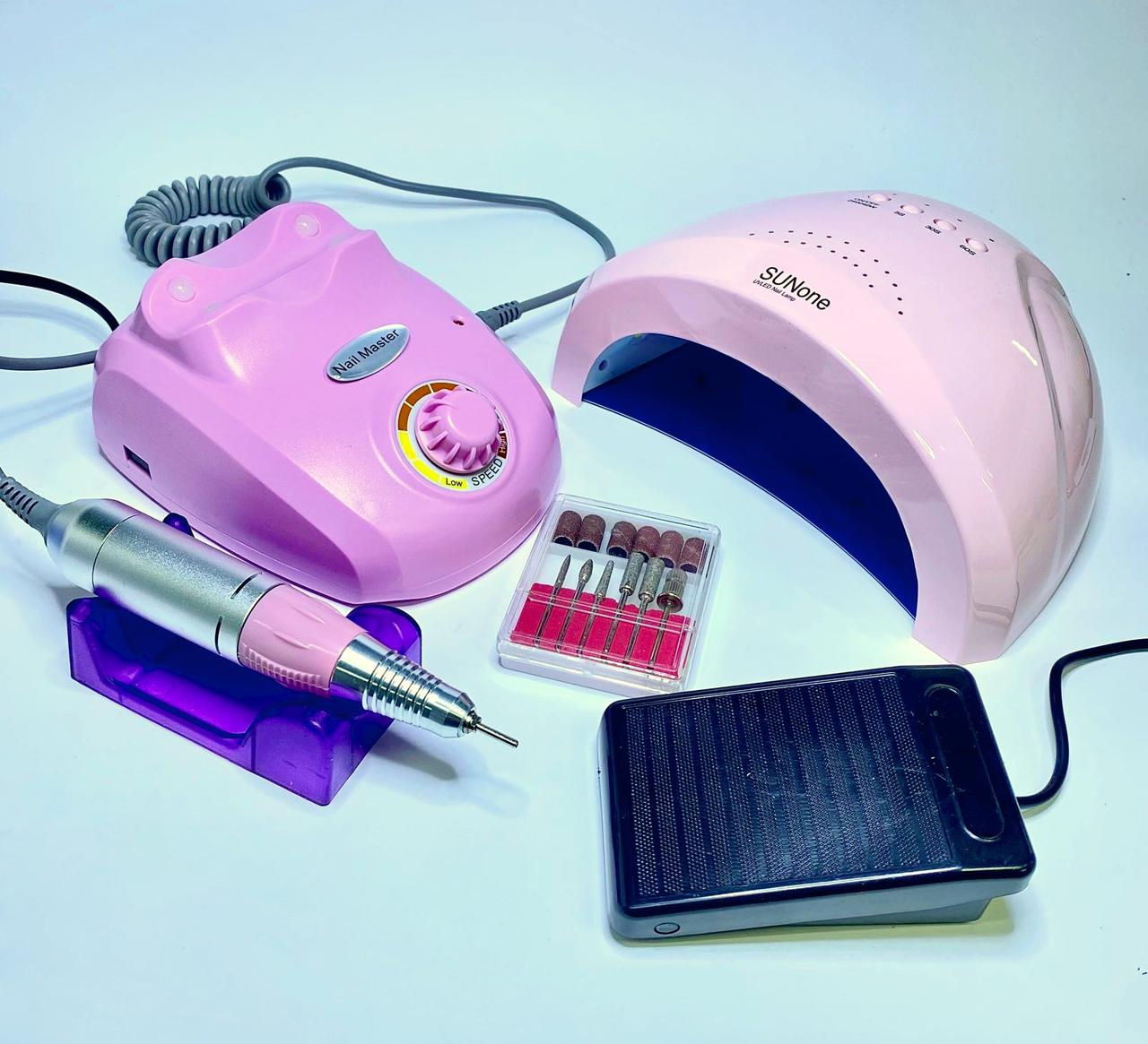 Набір для манікюру лампа 48вт + Nail Drill Master 35000 об, фото 1