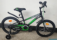 Дитячий двоколісний велосипед Corso R-18153 колеса 18 дюймів / сталева рама / ручне гальмо / чорно-зелений
