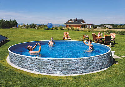 Круглий збірний басейн Azuro Stone Ø 4.6 м, глибина 1.2 м, пісочна фільтраційна станція