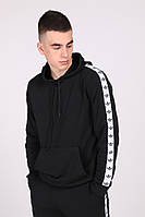 Худі чорне з біло-чорними лампасами Adidas