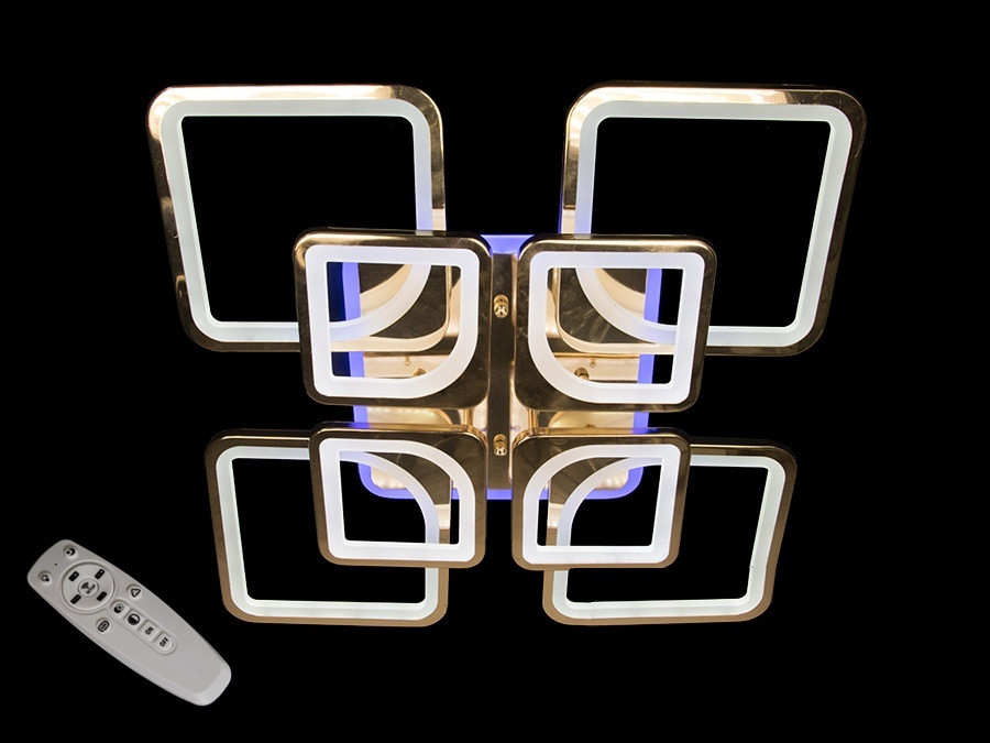 Стельова люстра з діммером і LED підсвічуванням, колір золото, 190W 8060/4+4G LED 3color dimmer