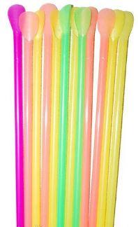 Трубочка "Лопатка" Ø5,8 мм. 21 см. мікс люмінісцентний (неон) (100 шт.) (50)