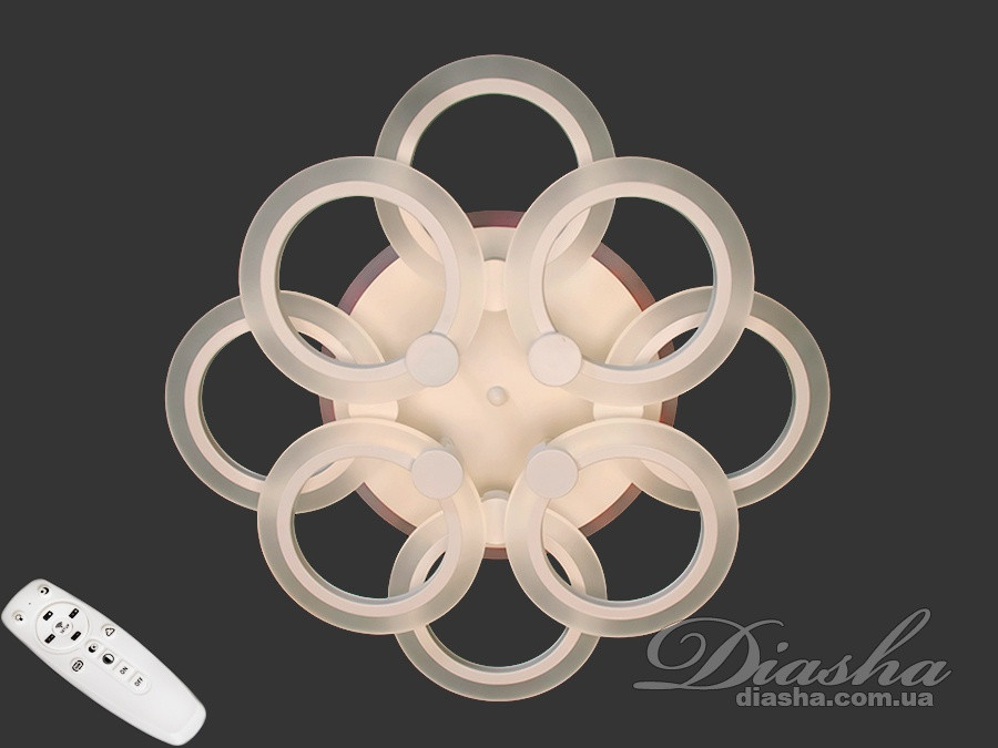 Стельова люстра з діммером і LED підсвічуванням, 110W A8022/4+4BK LED 3color dimmer