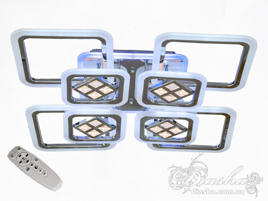 Стельова світлодіодна люстра з діммером 190W A8190/4+4G LED 3color dimmer