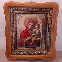 Икона Скоропослушница Пресвятая Богородица, лик 15х18 см, в светлом деревянном киоте