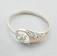 Кольцо серебряное женское с золотом Сюрприз вставка белые фианиты размер 15.5