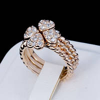 Необыкновенное тройное кольцо - трансформер с кристаллами Swarovski, покрытое слоями золота 0933