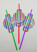 Коктейльні трубочки з різнокольоровими смужками, трубочки з гофрою для дня народження набір 10 шт