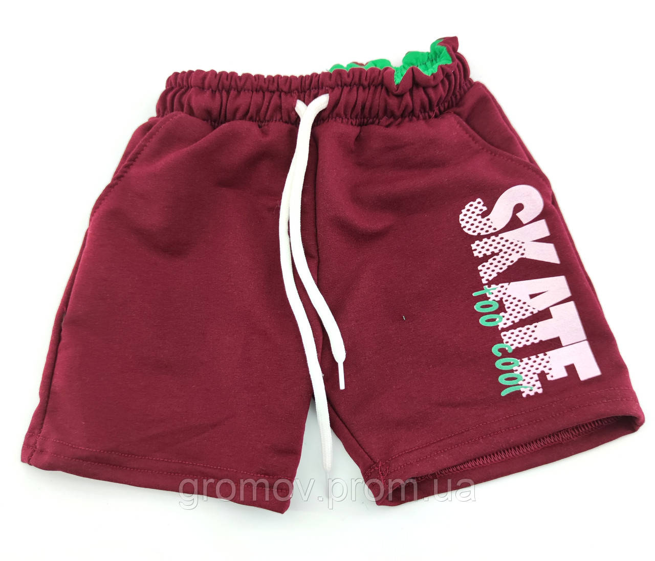 Дитячі спортивні шорти 1, 2, 3, 4, 5 років Туреччина трикотажні для хлопчика бордові (ШДМ10), фото 1