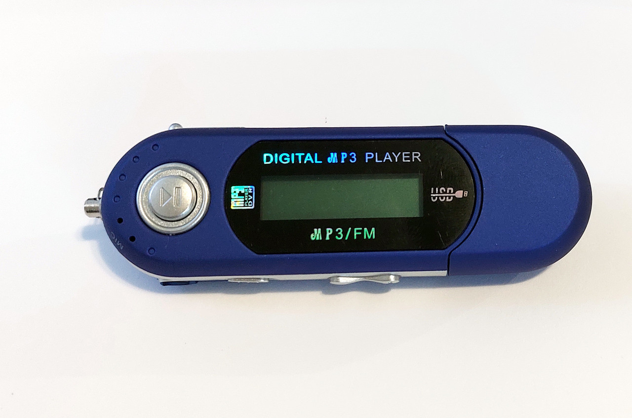 Mp3 плеєр + FM радіо + USB (на батарейці ААА) синій, русифіковане меню, фото 1