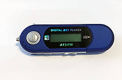 Mp3 плеєр + FM радіо + USB (на батарейці ААА) синій, русифіковане меню