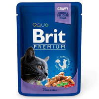 Brit (Брит) Premium Cat пауч для кішок з тріскою в соусі 100г*24шт.