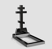 Памятник из черного гранита с крестом