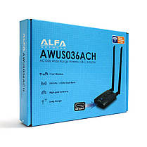 Оригінал! Потужний Usb Wi-Fi адаптер Alfa AWUS036ACH v.2 (AWUS036ACH-C) чіп Realtek RTL8812AU, фото 3