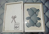 Детский вязанный летний плед в коробке Tiasis , подойдет на выписку, конверт-плед для новорожденного (Турция)