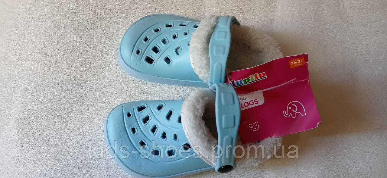 Дитячі крокси CROCS 26/27-18 см м'ята з відстібним хутром