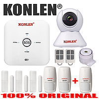 Сигналізація WiFi GSM KONLEN TUYA MAXI, повний комплект для дому та офісу + WiFi 1080p камера. Подвійний захист!