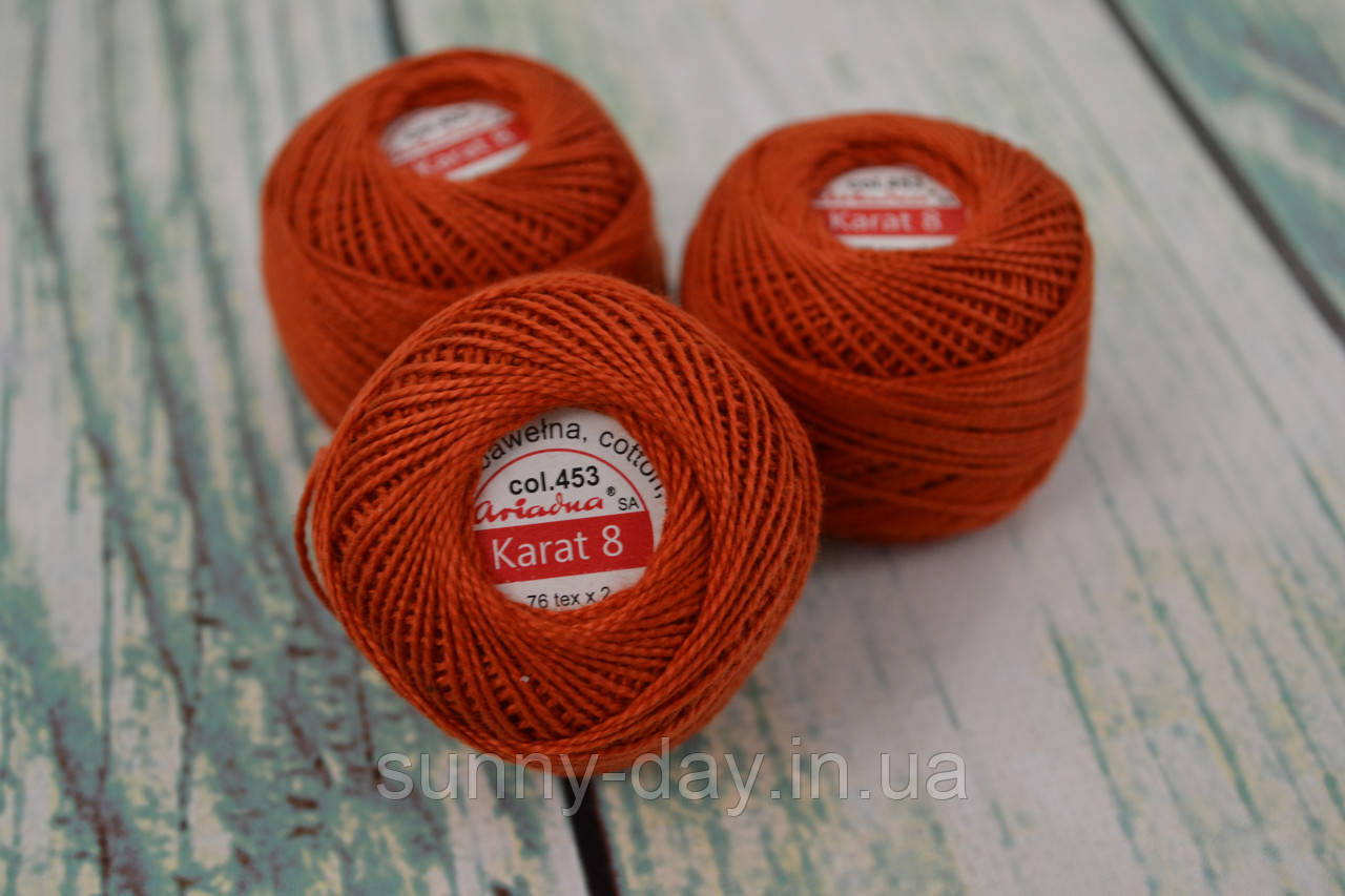 Літня пряжа Ariadna Karat 8, колір - червоний 0453, фото 1