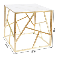 Квадратный журнальный столик из стекла с эффектом белого мрамора Escada B II 55x55см для офиса в стиле модерн
